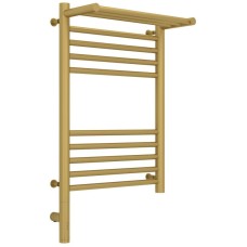 Полотенцесушитель электрический 600х400 золотой матовый МЭМ левый Сунержа Богема с полкой 3.0 032-5806-6040