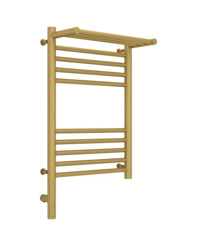 Полотенцесушитель электрический 600х400 золотой матовый МЭМ левый Сунержа Богема с полкой 3.0 032-5806-6040