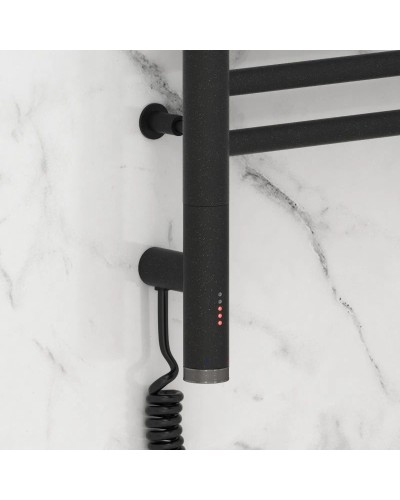 Полотенцесушитель электрический 600х400 темный титан муар МЭМ левый Сунержа Богема с полкой 3.0 15-5806-6040