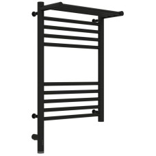 Полотенцесушитель электрический 600х400 черный матовый МЭМ левый Сунержа Богема с полкой 3.0 31-5806-6040