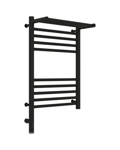 Полотенцесушитель электрический 600х400 черный матовый МЭМ левый Сунержа Богема с полкой 3.0 31-5806-6040