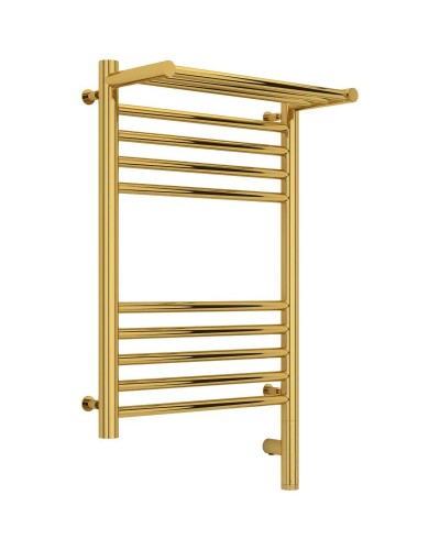 Полотенцесушитель электрический 600х400 золотой МЭМ правый Сунержа Богема с полкой 3.0 03-5807-6040