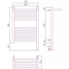 Полотенцесушитель электрический 600х400 золотой МЭМ правый Сунержа Богема с полкой 3.0 03-5807-6040
