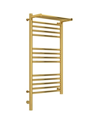 Полотенцесушитель электрический 800х400 золотой МЭМ левый Сунержа Богема с полкой 3.0 03-5806-8040