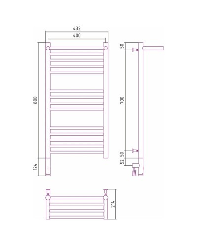 Полотенцесушитель электрический 800х400 золотой МЭМ левый Сунержа Богема с полкой 3.0 03-5806-8040