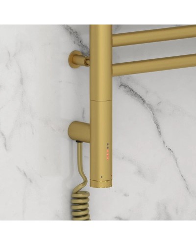 Полотенцесушитель электрический 800х400 золотой матовый МЭМ левый Сунержа Богема с полкой 3.0 032-5806-8040