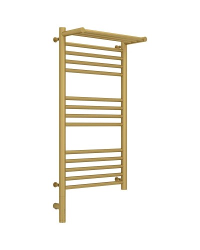 Полотенцесушитель электрический 800х400 золотой матовый МЭМ левый Сунержа Богема с полкой 3.0 032-5806-8040