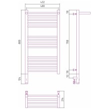Полотенцесушитель электрический 800х400 темный титан муар МЭМ левый Сунержа Богема с полкой 3.0 15-5806-8040