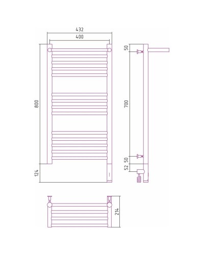 Полотенцесушитель электрический 800х400 белый матовый МЭМ правый Сунержа Богема с полкой 3.0 30-5807-8040
