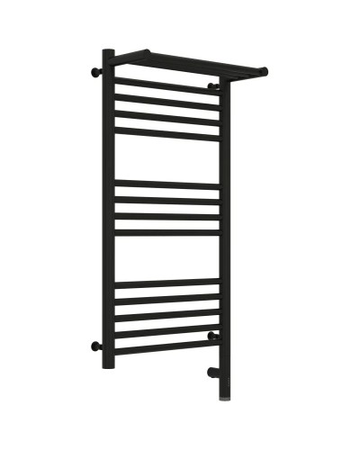 Полотенцесушитель электрический 800х400 черный матовый МЭМ правый Сунержа Богема с полкой 3.0 31-5807-8040
