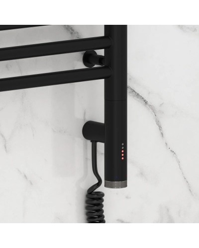 Полотенцесушитель электрический 600х400 черный матовый МЭМ правый Сунержа Богема с полкой 3.0 31-5807-6040