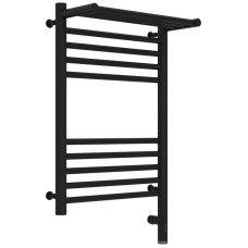 Полотенцесушитель электрический 600х400 черный матовый МЭМ правый Сунержа Богема с полкой 3.0 31-5807-6040