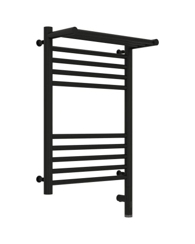 Полотенцесушитель электрический 600х400 черный матовый МЭМ правый Сунержа Богема с полкой 3.0 31-5807-6040