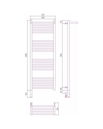 Полотенцесушитель электрический 1200х400 золотой МЭМ левый Сунержа Богема с полкой 3.0 03-5806-1240