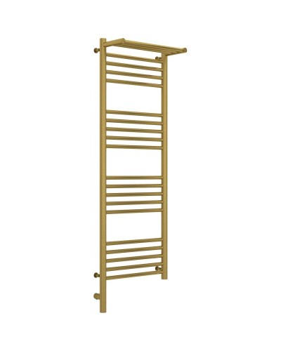 Полотенцесушитель электрический 1200х400 состаренная латунь МЭМ левый Сунержа Богема с полкой 3.0 051-5806-1240