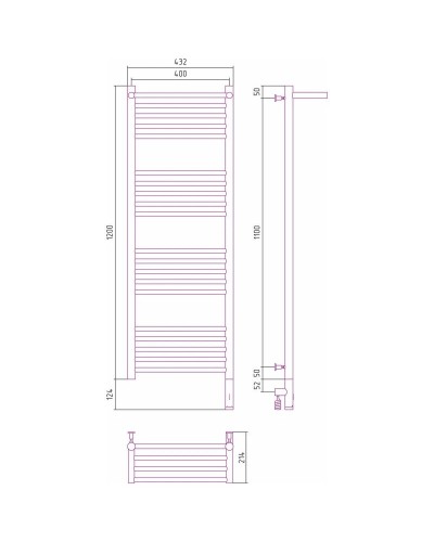 Полотенцесушитель электрический 1200х400 сатин МЭМ правый Сунержа Богема с полкой 3.0 071-5807-1240