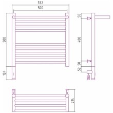 Полотенцесушитель электрический 500х500 МЭМ левый Сунержа Богема с полкой 3.0 00-5806-5050