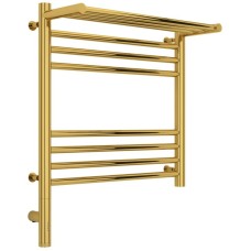 Полотенцесушитель электрический 500х500 золотой МЭМ левый Сунержа Богема с полкой 3.0 03-5806-5050