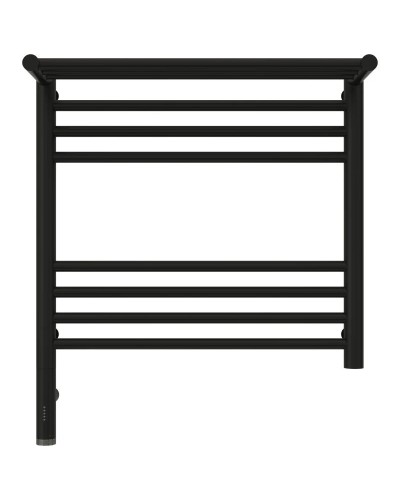 Полотенцесушитель электрический 500х500 черный матовый МЭМ левый Сунержа Богема с полкой 3.0 31-5806-5050