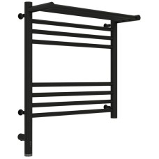 Полотенцесушитель электрический 500х500 черный матовый МЭМ левый Сунержа Богема с полкой 3.0 31-5806-5050