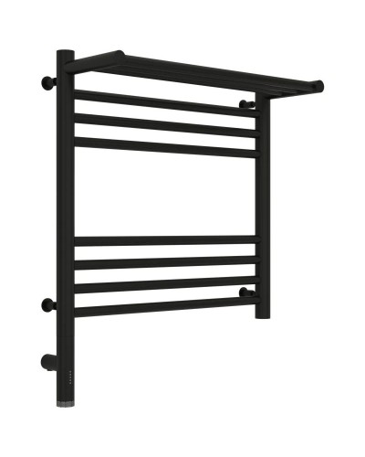 Полотенцесушитель электрический 500х500 черный матовый МЭМ левый Сунержа Богема с полкой 3.0 31-5806-5050
