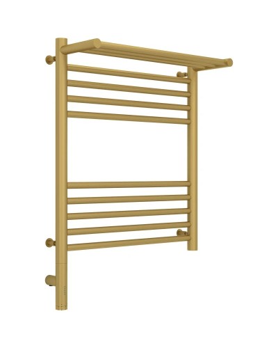 Полотенцесушитель электрический 600х500 золотой матовый МЭМ левый Сунержа Богема с полкой 3.0 032-5806-6050