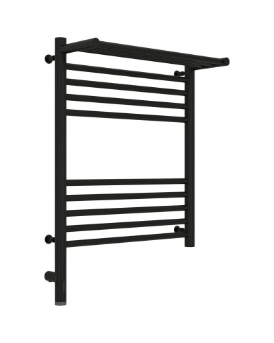 Полотенцесушитель электрический 600х500 черный матовый МЭМ левый Сунержа Богема с полкой 3.0 31-5806-6050