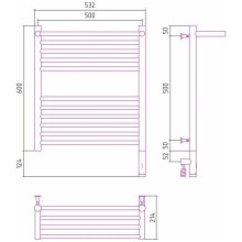 Полотенцесушитель электрический 600х500 белый матовый МЭМ правый Сунержа Богема с полкой 3.0 30-5807-6050