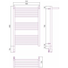 Полотенцесушитель электрический 800х500 темный титан муар МЭМ левый Сунержа Богема с полкой 3.0 15-5806-8050