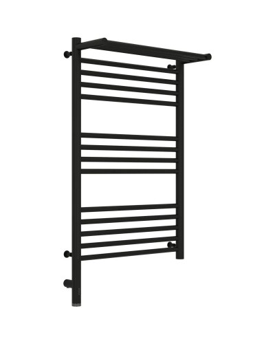 Полотенцесушитель электрический 800х500 черный матовый МЭМ левый Сунержа Богема с полкой 3.0 31-5806-8050