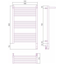 Полотенцесушитель электрический 800х500 МЭМ правый Сунержа Богема с полкой 3.0 00-5807-8050