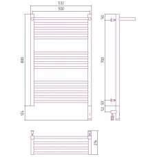 Полотенцесушитель электрический 800х500 шампань МЭМ правый Сунержа Богема с полкой 3.0 020-5807-8050