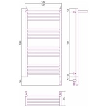 Полотенцесушитель электрический 1000х500 состаренная латунь МЭМ правый Сунержа Богема с полкой 3.0 051-5807-1050