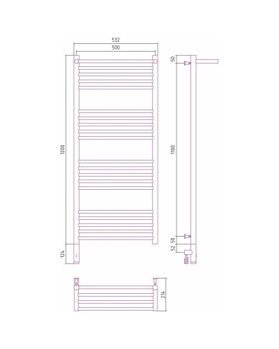 Полотенцесушитель электрический 1200х500 золотой матовый МЭМ левый Сунержа Богема с полкой 3.0 032-5806-1250