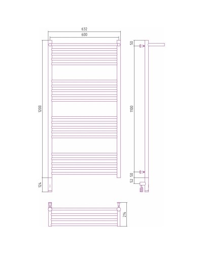 Полотенцесушитель электрический 1200х600 состаренная латунь МЭМ левый Сунержа Богема с полкой 3.0 051-5806-1260