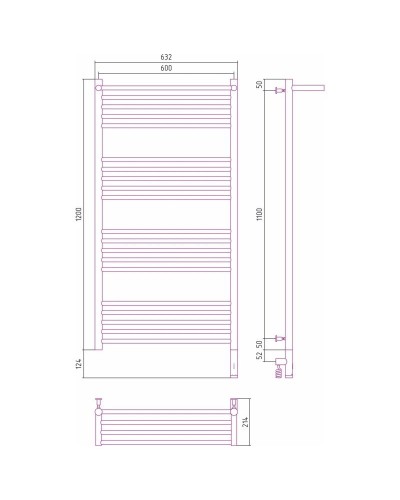 Полотенцесушитель электрический 1200х600 темный титан муар МЭМ правый Сунержа Богема с полкой 3.0 15-5807-1260