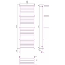 Полотенцесушитель электрический 1200х400 белый матовый МЭМ левый Сунержа Богема с полкой 3.0 30-5808-1240