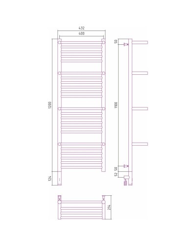 Полотенцесушитель электрический 1200х400 белый матовый МЭМ левый Сунержа Богема с полкой 3.0 30-5808-1240