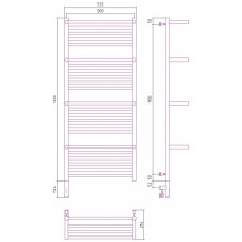 Полотенцесушитель электрический 1200х500 золотой МЭМ левый Сунержа Богема с полкой 3.0 03-5808-1250
