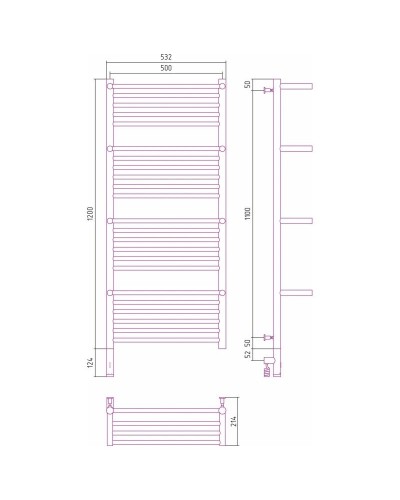 Полотенцесушитель электрический 1200х500 золотой матовый МЭМ левый Сунержа Богема с полкой 3.0 032-5808-1250