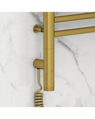 Полотенцесушитель электрический 1200х500 состаренная латунь МЭМ левый Сунержа Богема с полкой 3.0 051-5808-1250