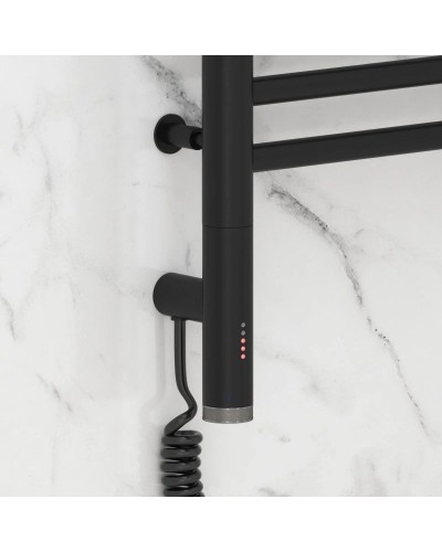 Полотенцесушитель электрический 1200х500 черный матовый МЭМ левый Сунержа Богема с полкой 3.0 31-5808-1250