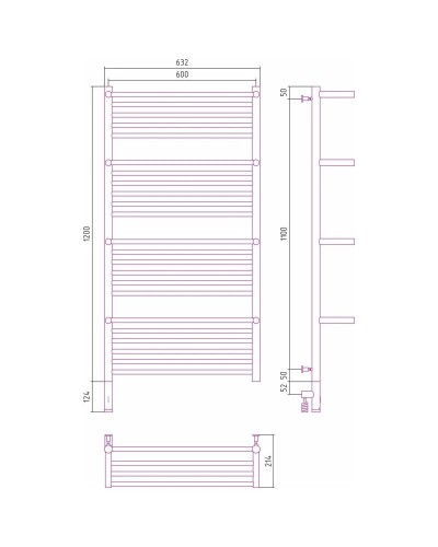 Полотенцесушитель электрический 1200х600 золотой МЭМ левый Сунержа Богема с полкой 3.0 03-5808-1260