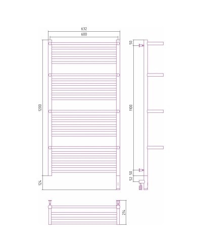 Полотенцесушитель электрический 1200х600 сатин МЭМ правый Сунержа Богема с полкой 3.0 071-5809-1260