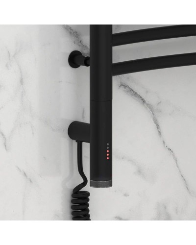 Полотенцесушитель электрический 600х500 черный матовый МЭМ левый Сунержа Флюид 3.0 31-5820-6050