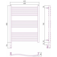 Полотенцесушитель электрический 800х600 белый глянец МЭМ левый Сунержа Флюид 3.0 12-5820-8060