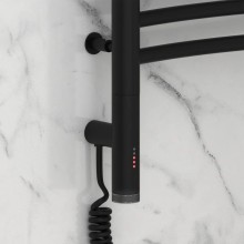 Полотенцесушитель электрический 800х600 черный матовый МЭМ левый Сунержа Флюид 3.0 31-5820-8060