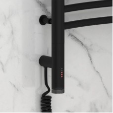 Полотенцесушитель электрический 800х600 черный матовый МЭМ левый Сунержа Флюид 3.0 31-5820-8060