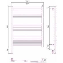 Полотенцесушитель электрический 800х600 черный матовый МЭМ левый Сунержа Флюид 3.0 31-5820-8060