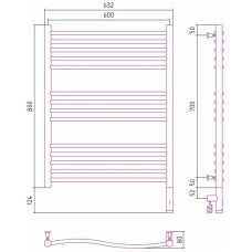 Полотенцесушитель электрический 800х600 белый глянец МЭМ правый Сунержа Флюид 3.0 12-5821-8060